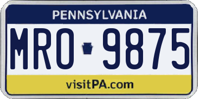 PA license plate MRO9875