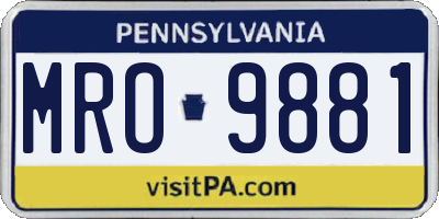 PA license plate MRO9881