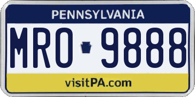 PA license plate MRO9888