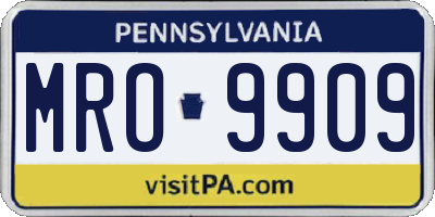 PA license plate MRO9909