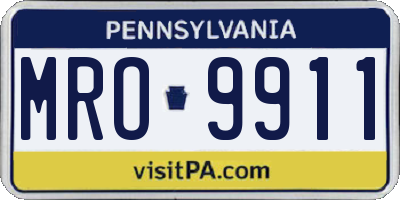 PA license plate MRO9911