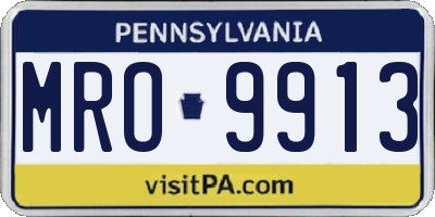 PA license plate MRO9913