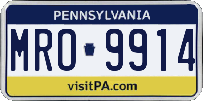 PA license plate MRO9914