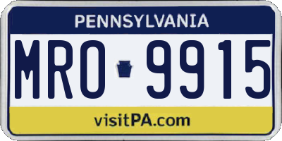 PA license plate MRO9915