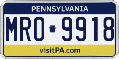 PA license plate MRO9918