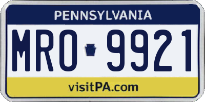 PA license plate MRO9921