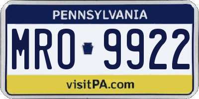 PA license plate MRO9922