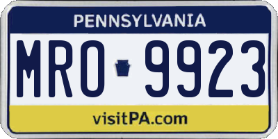PA license plate MRO9923