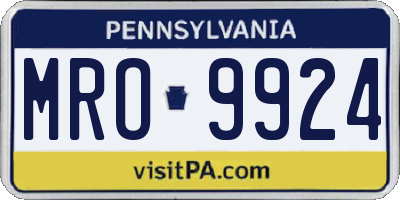PA license plate MRO9924
