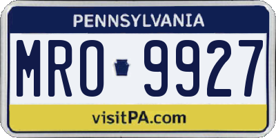 PA license plate MRO9927