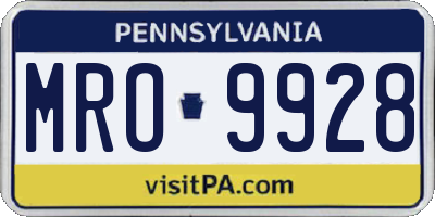 PA license plate MRO9928