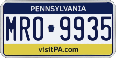 PA license plate MRO9935