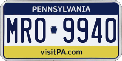 PA license plate MRO9940