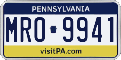 PA license plate MRO9941