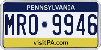 PA license plate MRO9946