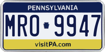 PA license plate MRO9947