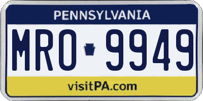 PA license plate MRO9949