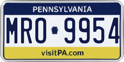 PA license plate MRO9954