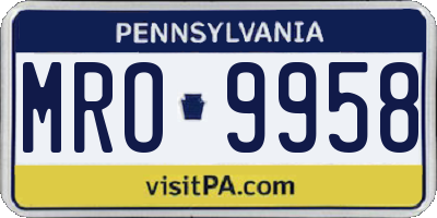 PA license plate MRO9958