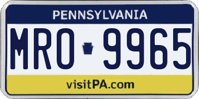 PA license plate MRO9965