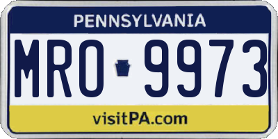 PA license plate MRO9973
