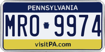 PA license plate MRO9974