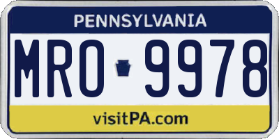 PA license plate MRO9978