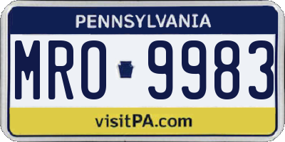 PA license plate MRO9983