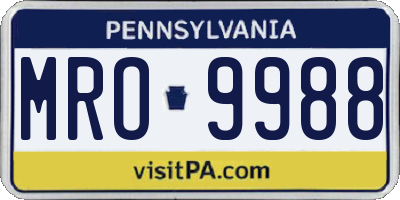 PA license plate MRO9988