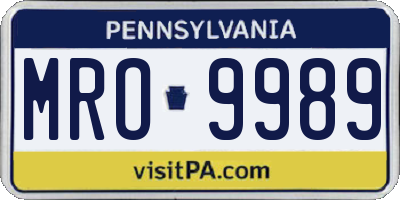 PA license plate MRO9989