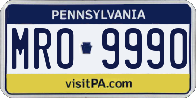 PA license plate MRO9990