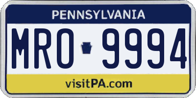 PA license plate MRO9994
