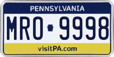 PA license plate MRO9998