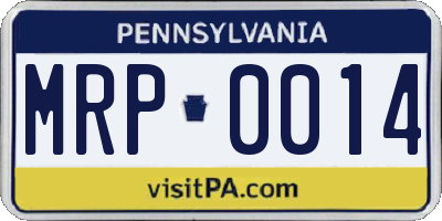 PA license plate MRP0014