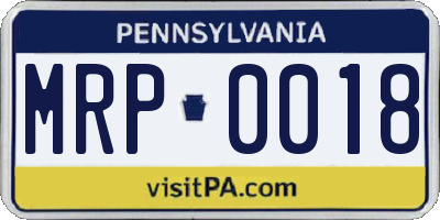 PA license plate MRP0018