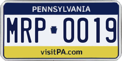 PA license plate MRP0019