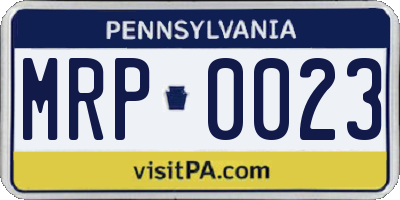 PA license plate MRP0023