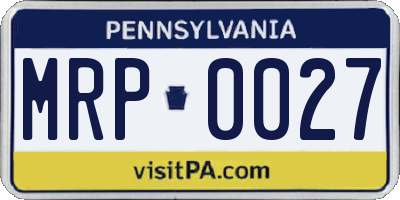 PA license plate MRP0027