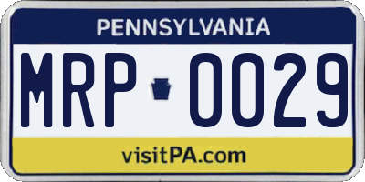 PA license plate MRP0029