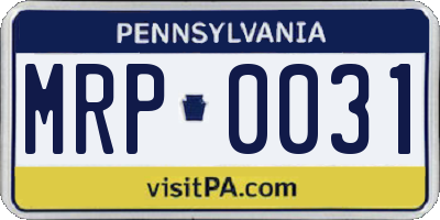 PA license plate MRP0031