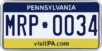 PA license plate MRP0034
