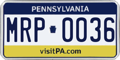 PA license plate MRP0036