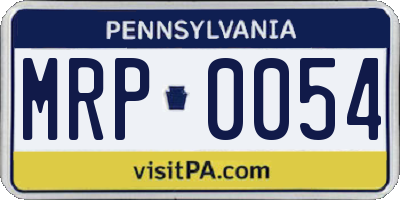 PA license plate MRP0054