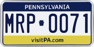 PA license plate MRP0071