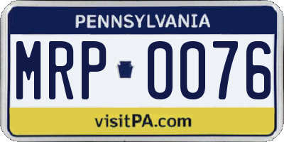 PA license plate MRP0076