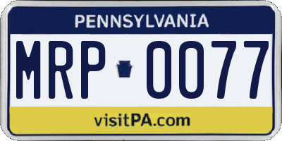 PA license plate MRP0077