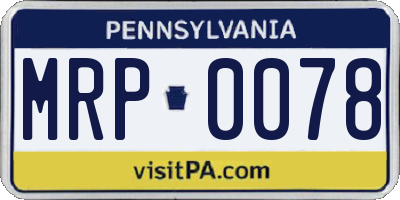 PA license plate MRP0078