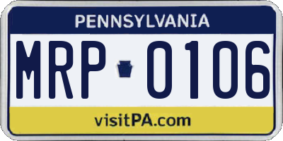 PA license plate MRP0106