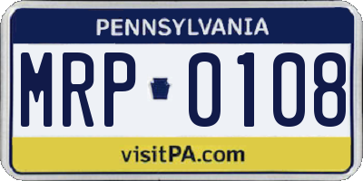PA license plate MRP0108