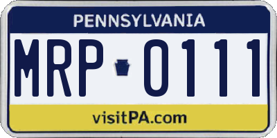 PA license plate MRP0111